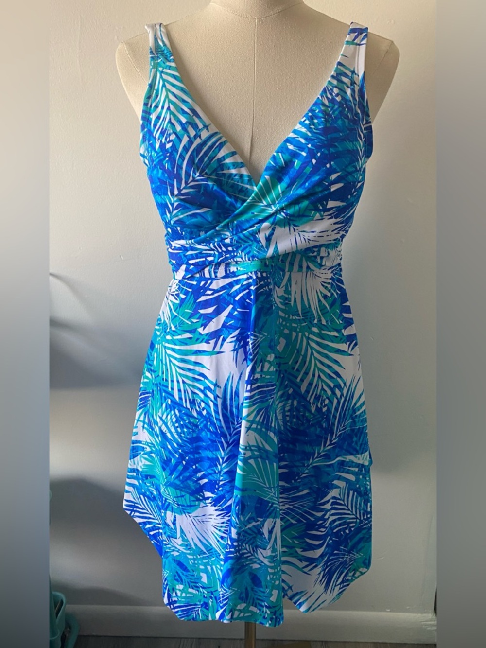 Swim 365 Women's Plus Size Handkerchief-Hem Two-Piece Swim Dress Size 16